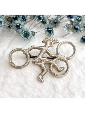 RARE Native American Hoop Dancer Figural Sterling Silver 925 Vintage Brooch Pin